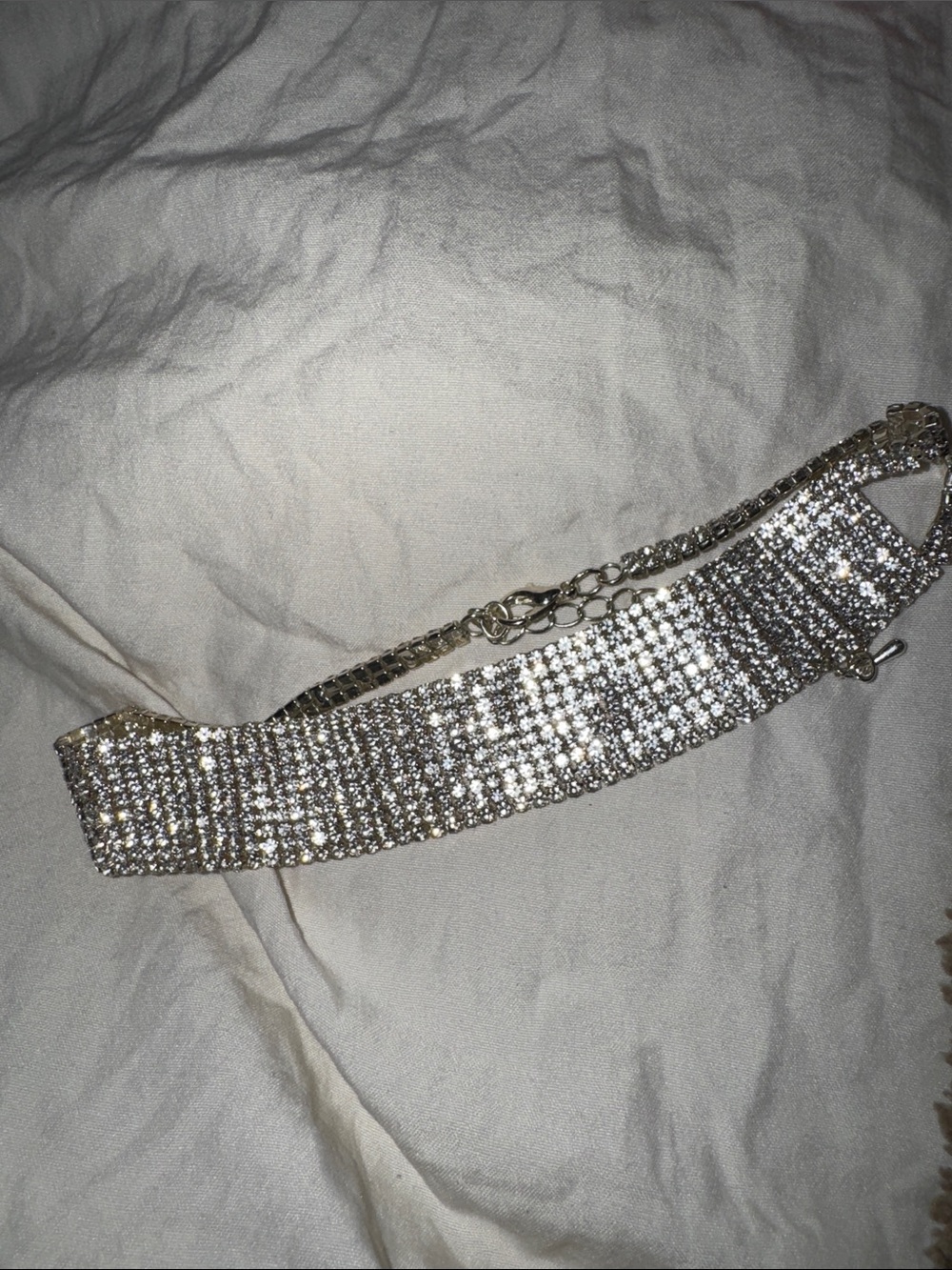 Sparkling Silver Crystal Choker Necklace - Women Accessories